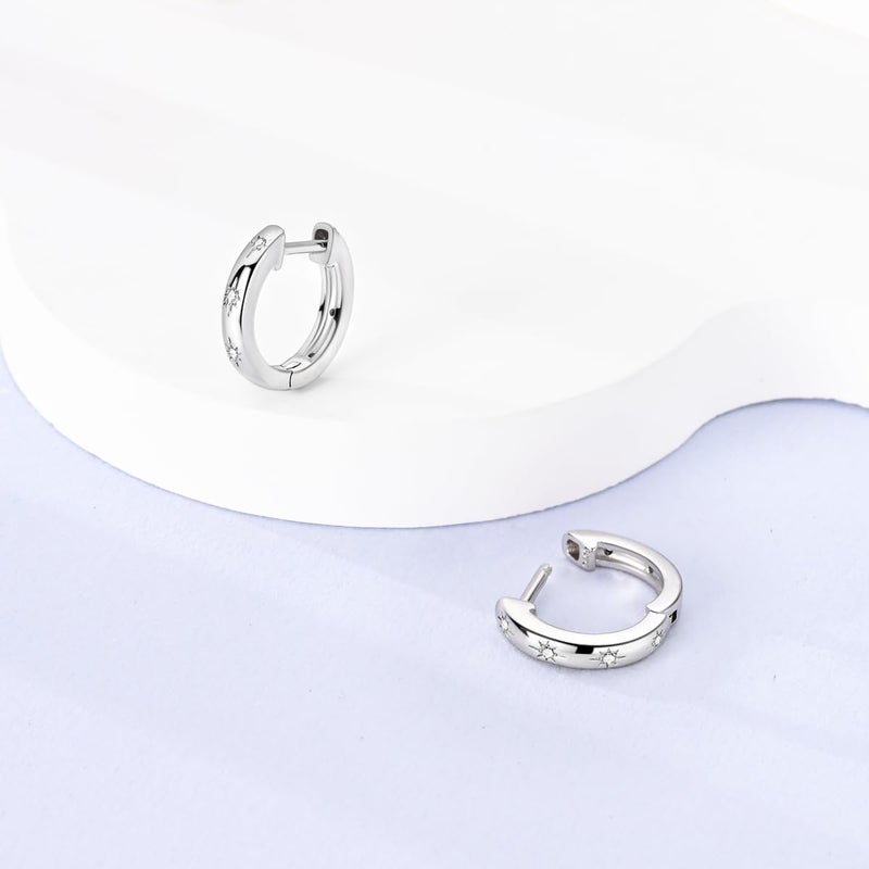 NARMO 925 Sterling Silver Earrings for Women Sun Hoop Earrings Small Hoop Earrings Lightweight Huggie Earrings - Image 2
