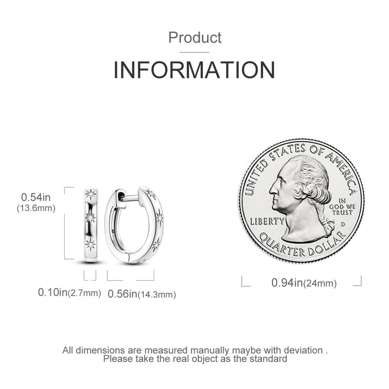NARMO 925 Sterling Silver Earrings for Women Sun Hoop Earrings Small Hoop Earrings Lightweight Huggie Earrings - Image 3
