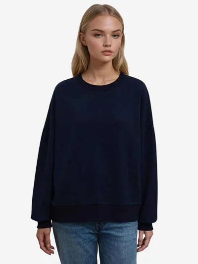 HICCUP Oversized Crew Neck Basic Sweatshirt