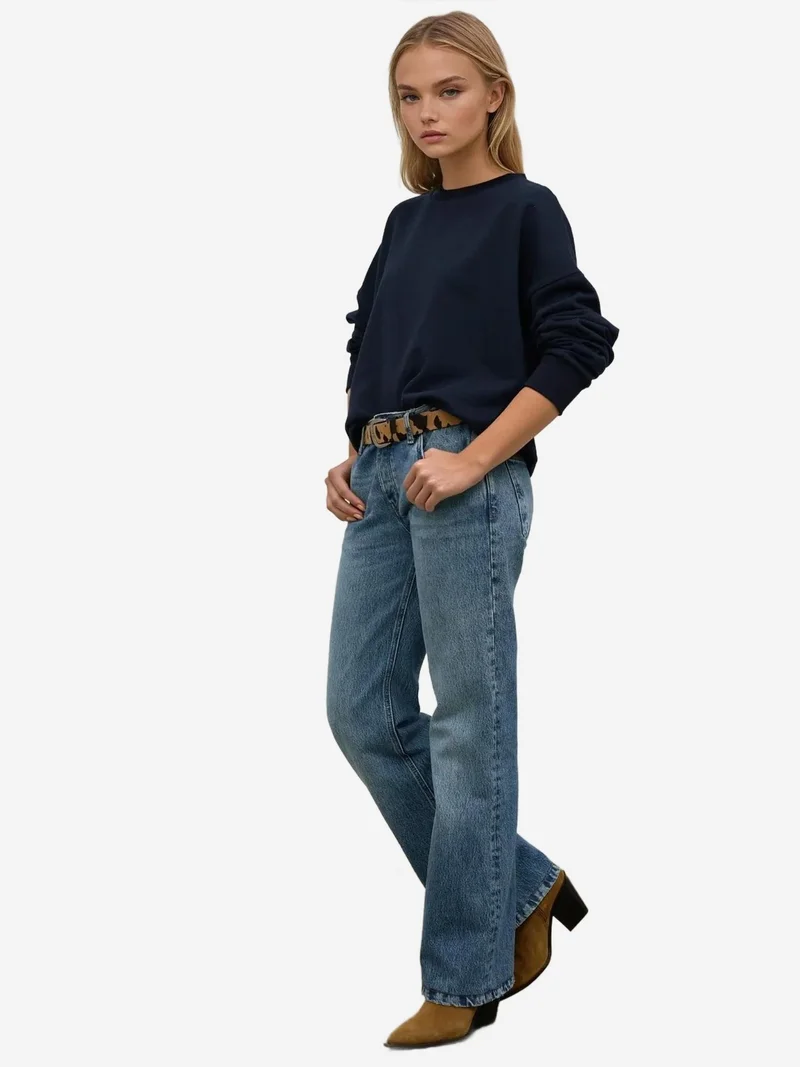 HICCUP Oversized Crew Neck Basic Sweatshirt