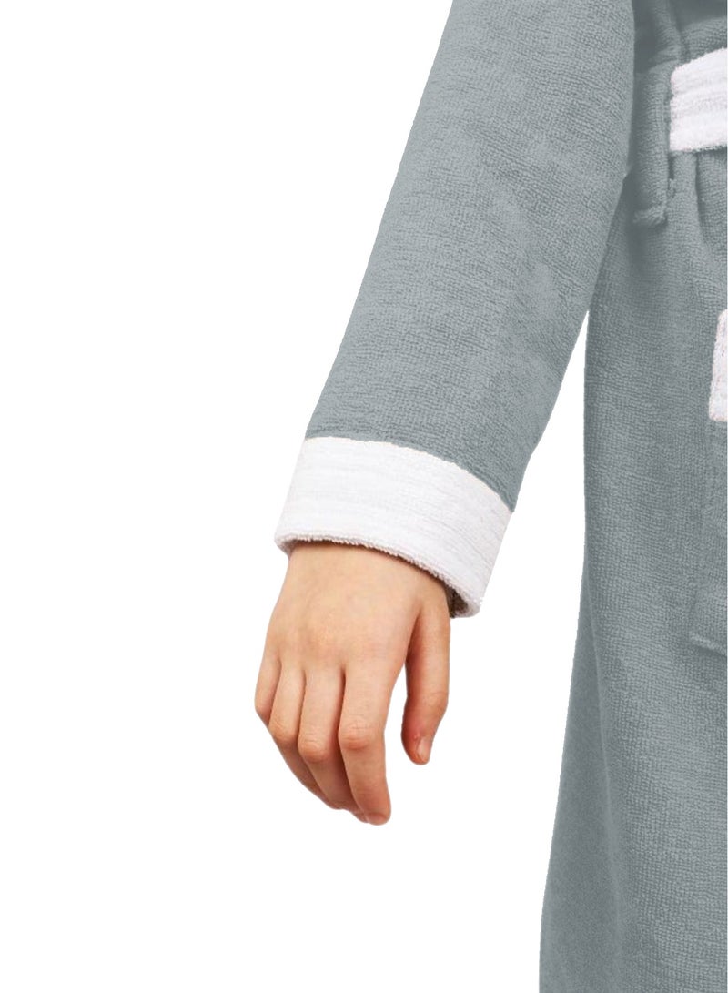 Banotex Grey Pure Cotton Baby Bathrobe with Hood Comfortable for Kids - Girls & Boys - Image 4