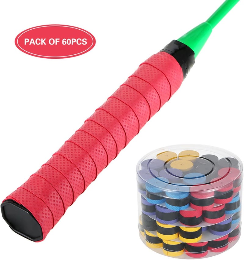 Tennis Racket 60pcs Antiskid Sweat Overgrips for Drying, Fits Any Handle, PU Material for Tennis/Squash/Badminton Racket, 60pcs - Image 3