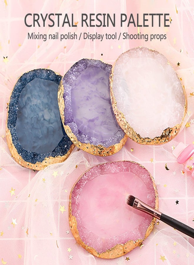 Generic Nail Art Agate Palette Golden Edges Nail lder Crystal Resin Paint Palette Nail Piece Display Tool | - Image 2