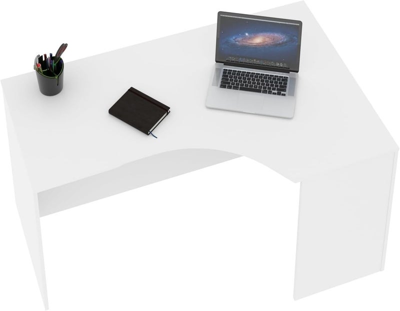 Sky Land Skyland White Ergonomic Corner Office Desk Right-Hand 140x90cm, Reinforced Computer Table with Ergo Cutout and Adjustable Feet, European Quality - Image 4