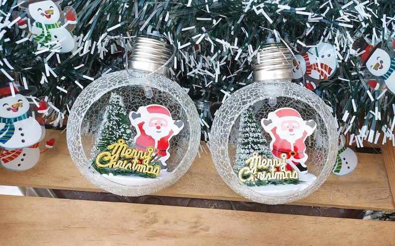 Forty Wings Forty Wings Set of 2 Pcs Ligh Up Christmas Glass Christmas Hangings for Christmas Tree Ornaments Xmas Tree Hangings Ornaments for Christmas Decoration Items for Home Decoration