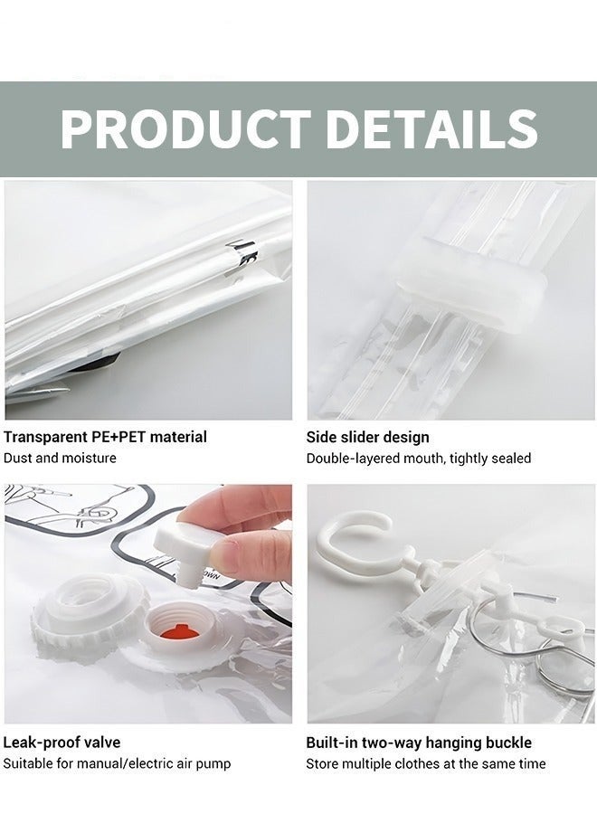 MIXDE 4-Pack Hanging Closet Organizer,Hanging Vacuum Space Saver Bag With Hangers,Vacuum Seal Storage Bag With Suction Pump  - Image 4