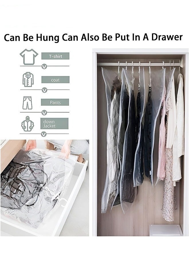 MIXDE 4-Pack Hanging Closet Organizer,Hanging Vacuum Space Saver Bag With Hangers,Vacuum Seal Storage Bag With Suction Pump  - Image 2
