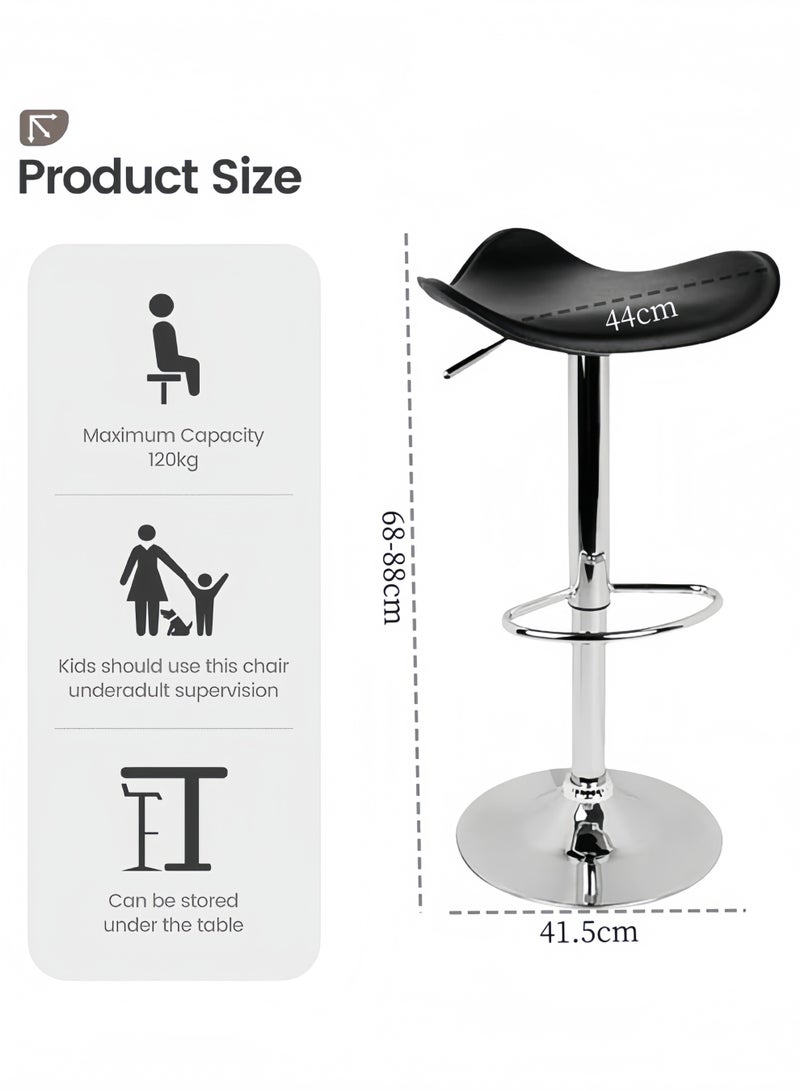 HQ-GAMING Bar Stools Set of 2, Swivel Counter Height Barstools, Adjustable Modern Bar Chairs, Tall Armless PU Leather Kitchen Island Stool Perfect for Home Kitchen Counter Dining (Black-2pcs) - Image 2