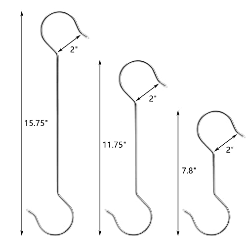 Frcctre 30 Pack Stainless Steel S Hooks Large S Shape Hanging Hooks, 8"/12"/16" Utility Heavy Duty Metal Long S Hook for Garden Kitchen Bathroom Wardrobe, Indoor & Outdoor Use - Image 2