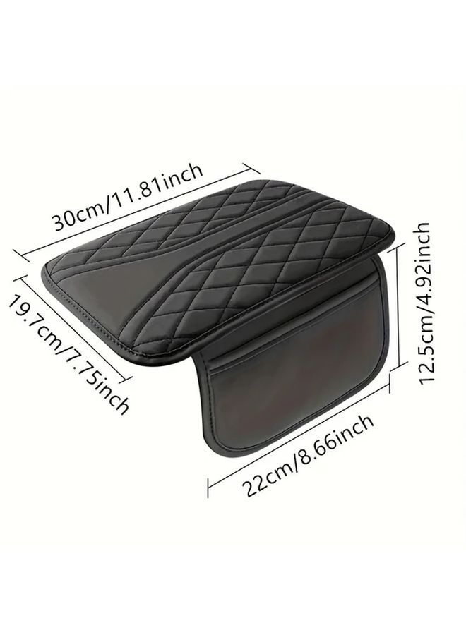 Black Car Armrest Pad With Storage Box Height Lift Design Ergonomic Center Console Cushion - Image 2