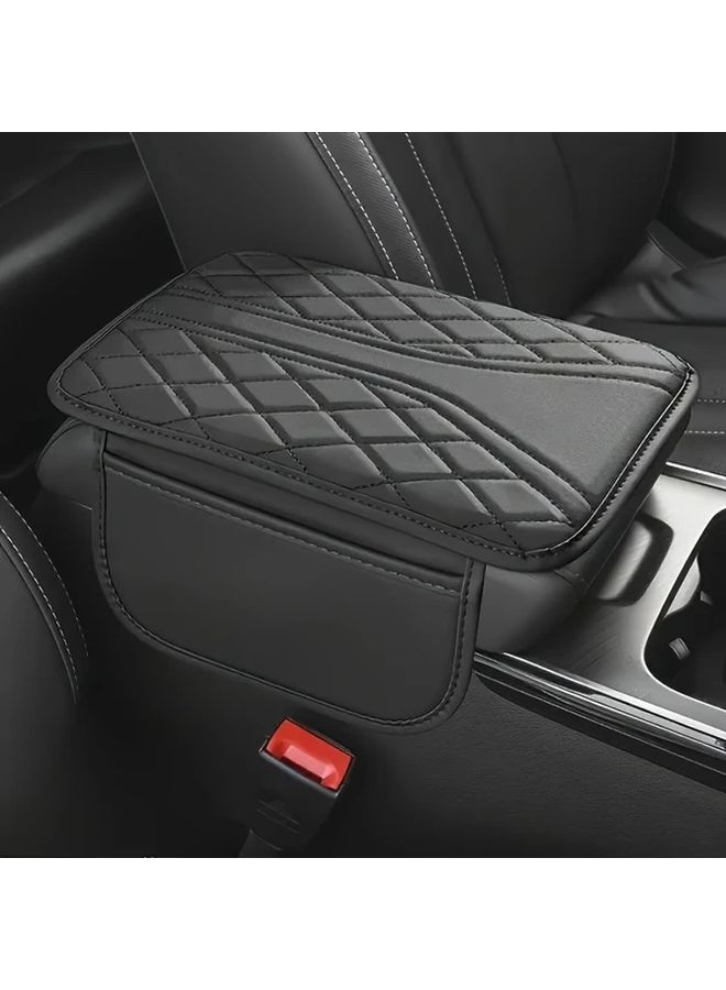 Black Car Armrest Pad With Storage Box Height Lift Design Ergonomic Center Console Cushion - Image 3