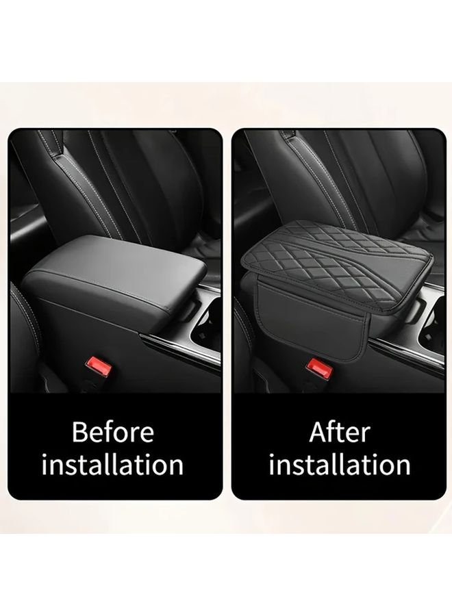 Black Car Armrest Pad With Storage Box Height Lift Design Ergonomic Center Console Cushion - Image 5