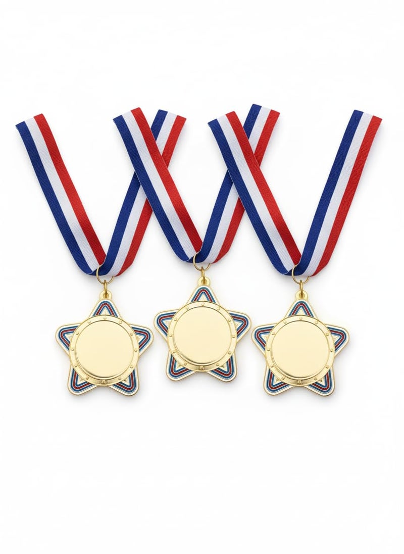 Canbee Sports Medal for School Winner, Olympic, Sports Champion, Cricket, Football, Badminton, Race, Volleyball, Basketball or Office RNR Rewards Madel (Rambo Star - 3 Medals) - Image 1