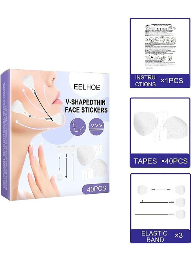 for Face Lift Tape, Invisible Face Lifting Sticker - 40pcs V Line Shaping Face Masks - Double Chin Reducer - Anti-Aging and Anti-Wrinkle Band - Contouring and Firming Face Lift Sheet - Image 1