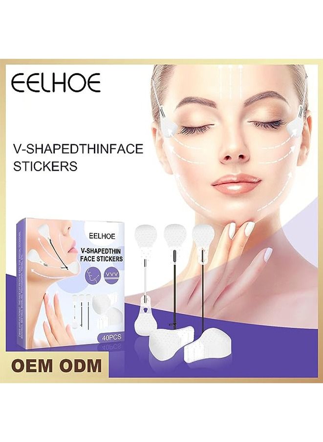 for Face Lift Tape, Invisible Face Lifting Sticker - 40pcs V Line Shaping Face Masks - Double Chin Reducer - Anti-Aging and Anti-Wrinkle Band - Contouring and Firming Face Lift Sheet - Image 3