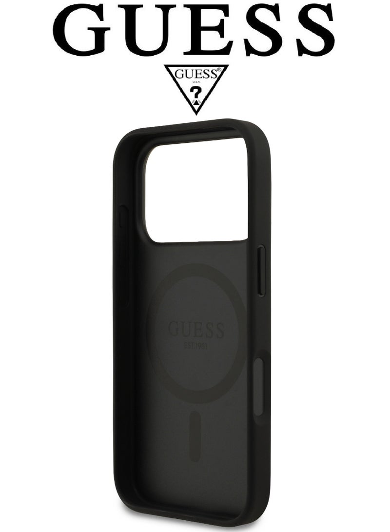 CG MOBILE iPhone 17 Pro leather case. iPhone 17 Pro case supports MagSafe wireless charging. iphone 17 Pro back cover provides strong shockproof back protection. iphone 17 pro cover with a French design, elegant, & certified in partnership with GUESS and CG MOBILE. Black phone case. - Image 5