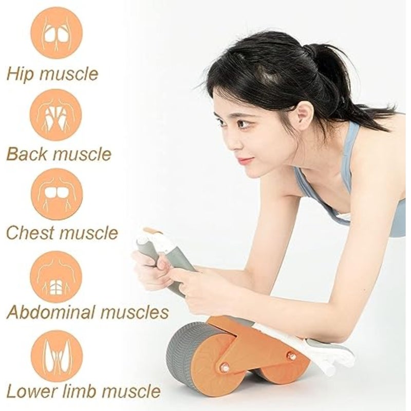 Home gym abdominal roller wheel with TPR-coated steel frame, black color, automatic rebound and elbow support for core strengthening - Image 2