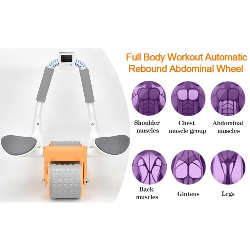 Home gym abdominal roller wheel with TPR-coated steel frame, black color, automatic rebound and elbow support for core strengthening - Image 4