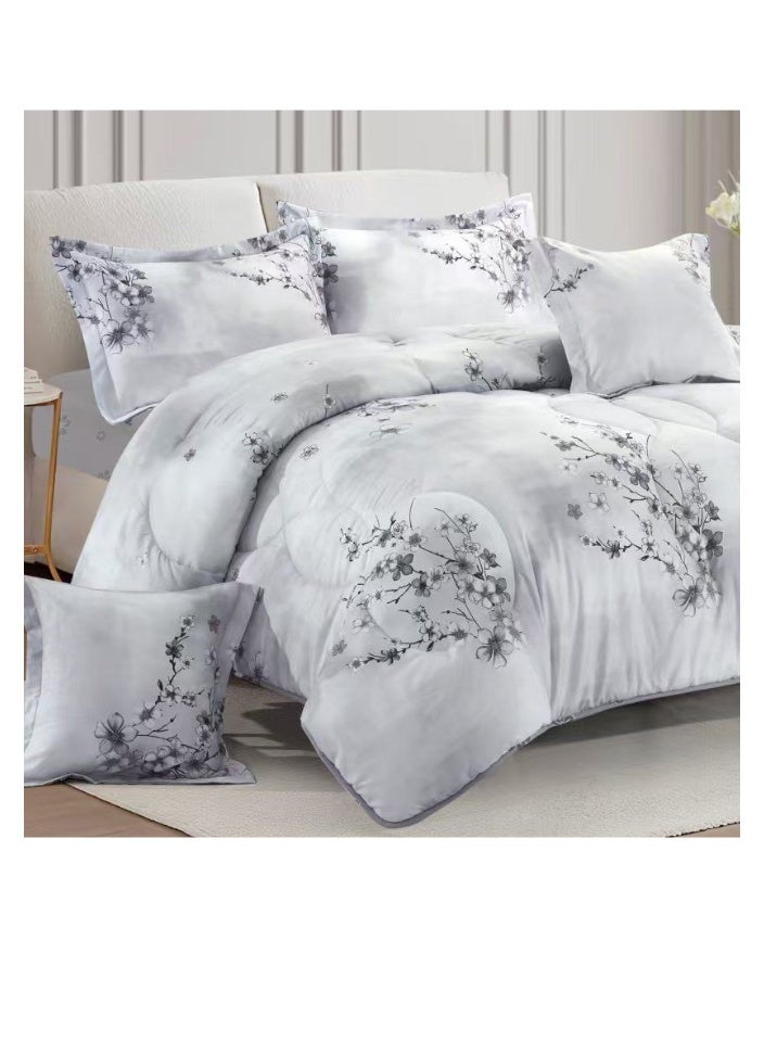 بلو سكاي مفرش سرير نفرين فخم من المايكروفايبر 100% ، غطاء سرير ، قابل للإستخدام على الوجهين، طقم مفارش بحشوة دبل  ، طقم نوم يتكون من 6 قطع ( مفرش بحشوة + شرشف مطاط للمرتبة + واقي مخدة + كيس مخدة + وسادة مربعة + كيس للوسادة المربعة  ) مقاس المفرش 240X260 سم ومقاس المغاط 200x200 سم ( اللون نفس الصورة) - Image 2