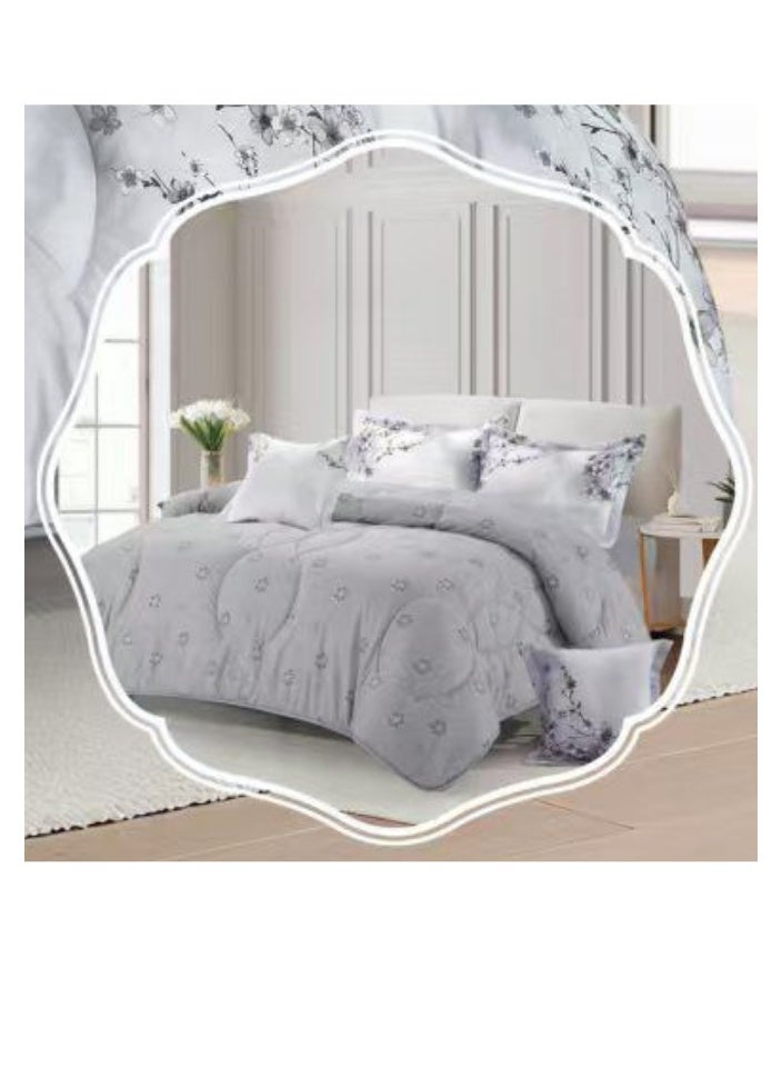 بلو سكاي مفرش سرير نفرين فخم من المايكروفايبر 100% ، غطاء سرير ، قابل للإستخدام على الوجهين، طقم مفارش بحشوة دبل  ، طقم نوم يتكون من 6 قطع ( مفرش بحشوة + شرشف مطاط للمرتبة + واقي مخدة + كيس مخدة + وسادة مربعة + كيس للوسادة المربعة  ) مقاس المفرش 240X260 سم ومقاس المغاط 200x200 سم ( اللون نفس الصورة) - Image 5