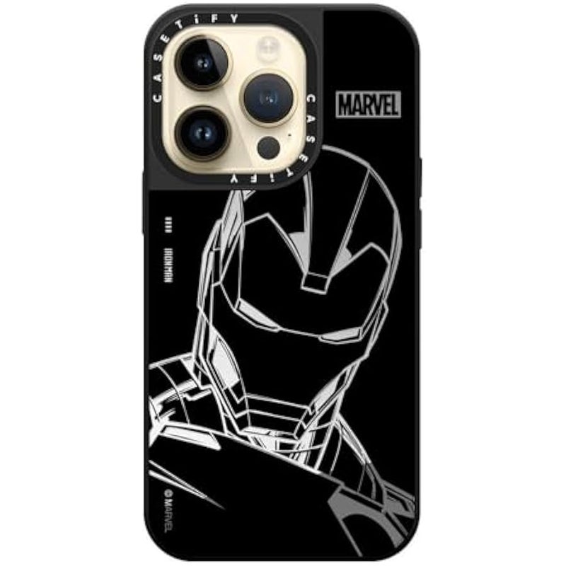 Casetify Mirror iPhone 14 Pro Case 【Iron Man Co-Lab/Reflective / 4.9ft Drop Protection/Compatible with Magsafe】 - Iron Man - Black - Silver on Black - Image 3
