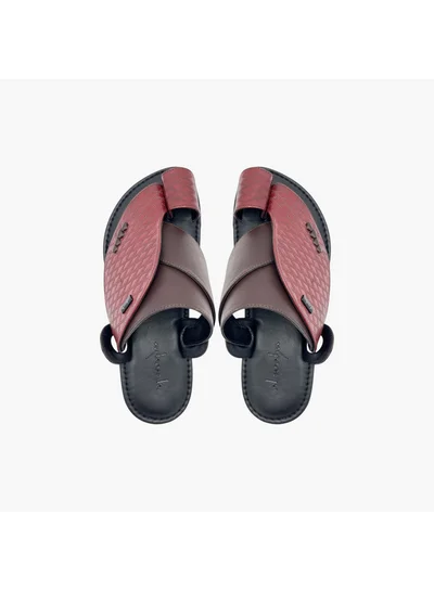 Al Waha Men's Textured Slip-On Arabic Sandals with Toe Loop Detail