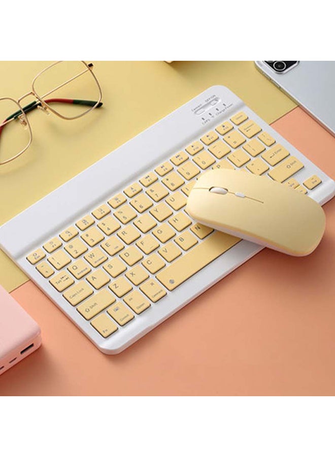 Wireless Bluetooth Three System Universal Mobilephone and Tablet Keyboard with Mouse Set - English Yellow - Image 3
