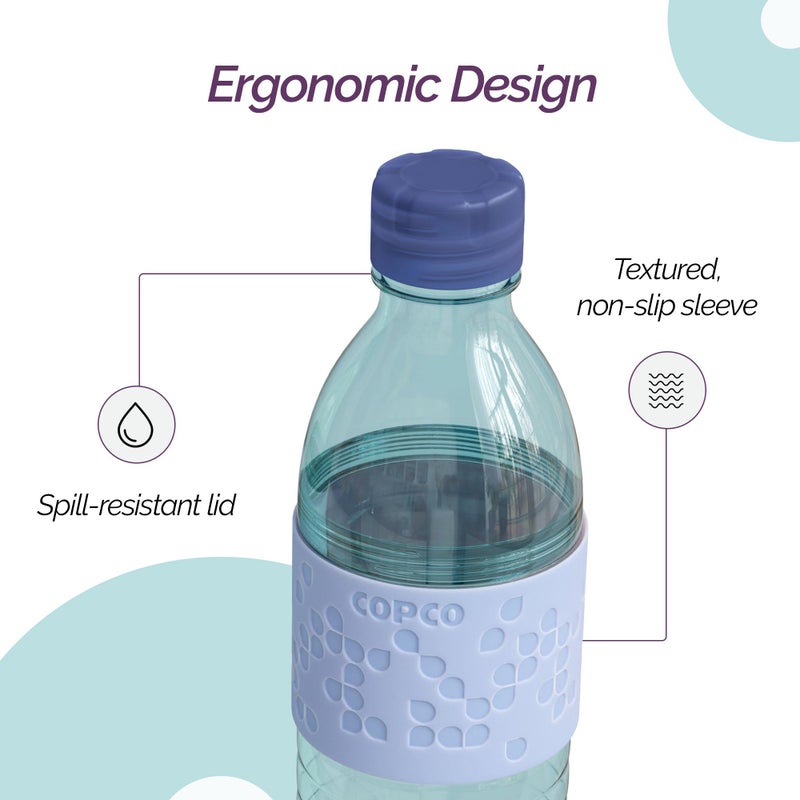 Copco Hydra 16.9oz Water Bottle, Set of 2 - Non-Slip Sleeve & BPA-Free Tritan Plastic - Dishwasher Safe, Reusable To Go Bottle - Leak-Proof, Spill-Proof, Portable Water Bottle (Light Blue & Purple) - Image 5