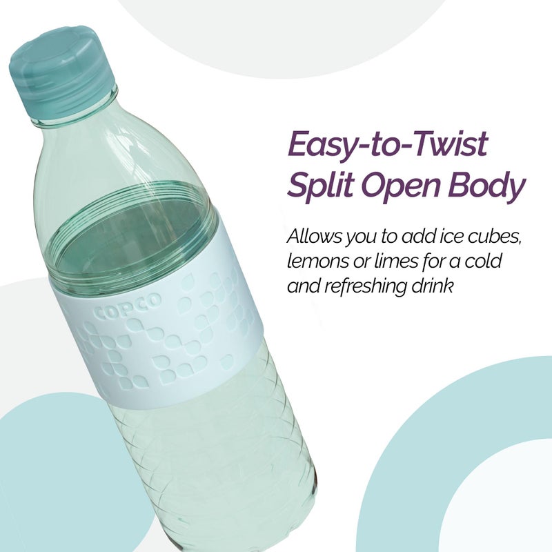 Copco Hydra 16.9oz Water Bottle, Set of 2 - Non-Slip Sleeve & BPA-Free Tritan Plastic - Dishwasher Safe, Reusable To Go Bottle - Leak-Proof, Spill-Proof, Portable Water Bottle (Light Blue & Purple) - Image 4