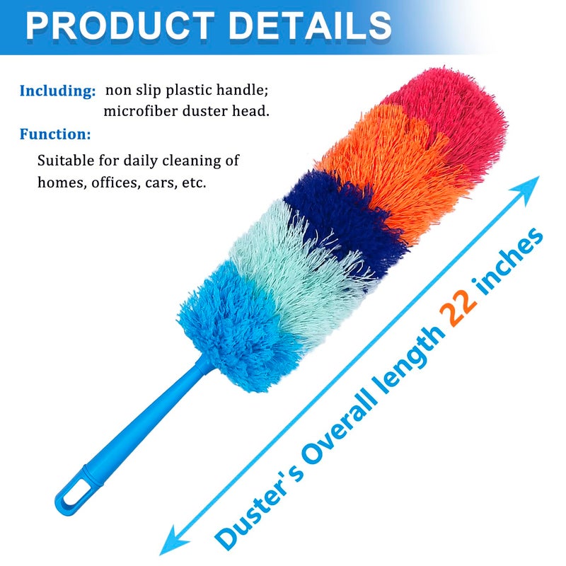 HDongany 2 Pack 22-Inch Rainbow Reusable Microfiber Dusters,Bendable and Washable Feather Duster for Everyday Cleaning in Home, Library, Office, Car, and More - Image 2