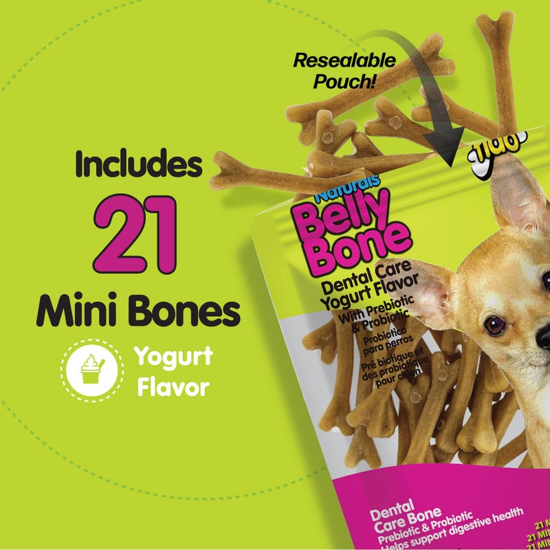 Fido - Belly Bones for Dogs, Yogurt Flavored Mini Dog Dental Treats - 21 Treats Per Pack, 3 Pack - for Small Dogs, Made in USA, Plaque & Tartar Control, Fresh Breath, Digestive Health Support - Image 4