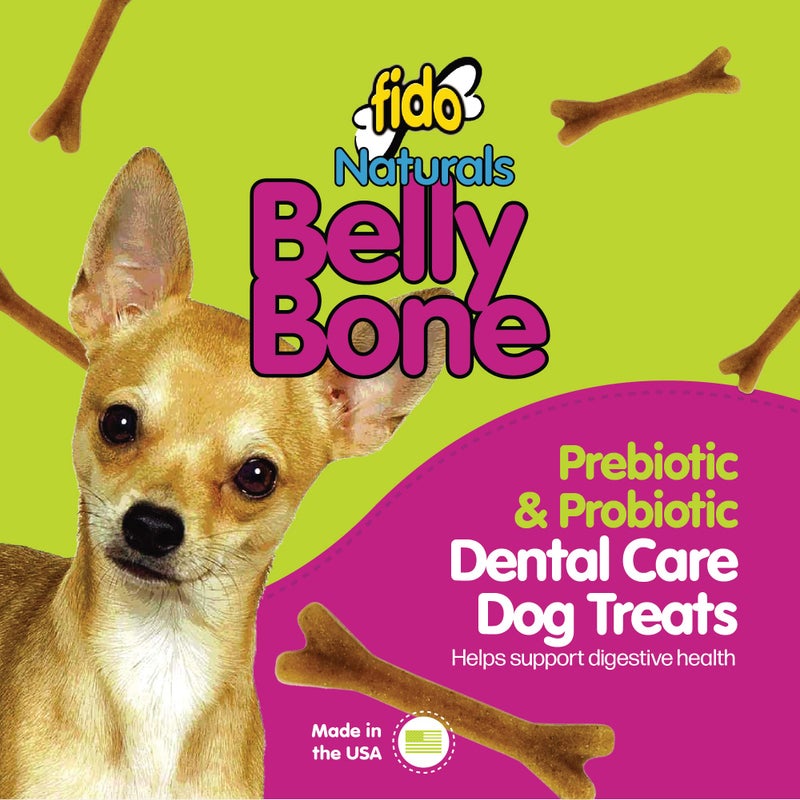 Fido - Belly Bones for Dogs, Yogurt Flavored Mini Dog Dental Treats - 21 Treats Per Pack, 3 Pack - for Small Dogs, Made in USA, Plaque & Tartar Control, Fresh Breath, Digestive Health Support - Image 2