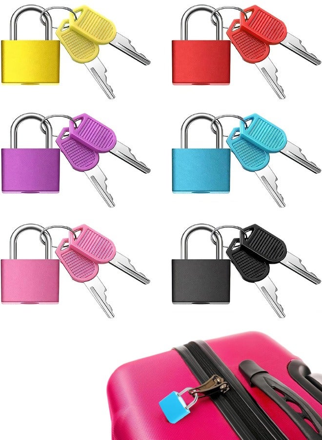 Suitcase Locks with Keys, 6pcs Metal Padlocks Luggage Locks Small Luggage Padlocks Multicolor Locker Lock for Suitcase Backpack Gym Locker Jewelry Box