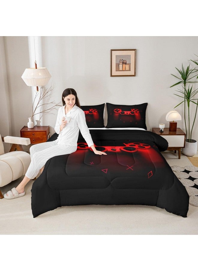 Erosebridal Boys Gamer Comforter Set Twin Size,Gamepad Bedding Set Kids Young Man Video Games Down Comforter for Teen Child Game Room Decor Black Red Classic Retro Gaming Quilted Duvet Set with Pillowcase  - Image 4