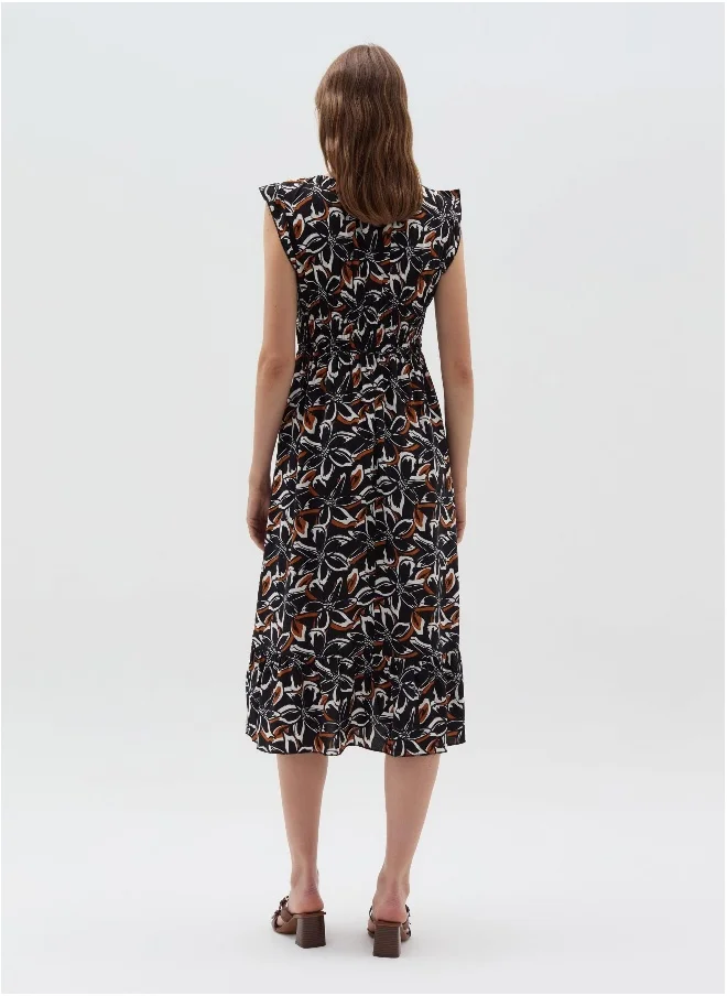 او في اس Long floral dress with smock stitch