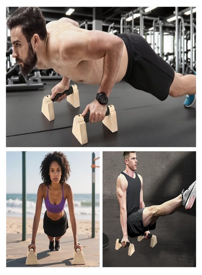 Yonderfume 2 PCS Push Up Bars Stands, Wooden Calisthenics Equipment for Handstand Training, Wood Push up Bars Non-Slip Base Exercise Parallettes Bars, Handstand Push-Up Handles - Image 4