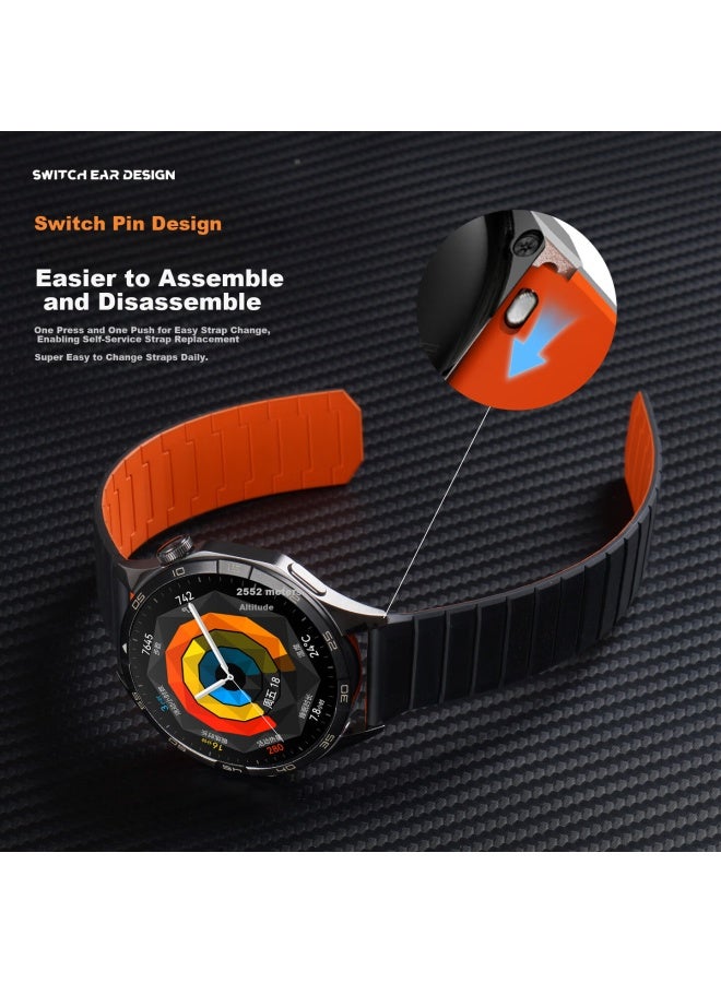 Watchbond Compatible Huawei Watch5 Band Gt5/gt5pro/gt4/watch4pro Men's Hnbr Hydrogenated Nitrile Rubber Starlight Orange Strap - Image 4