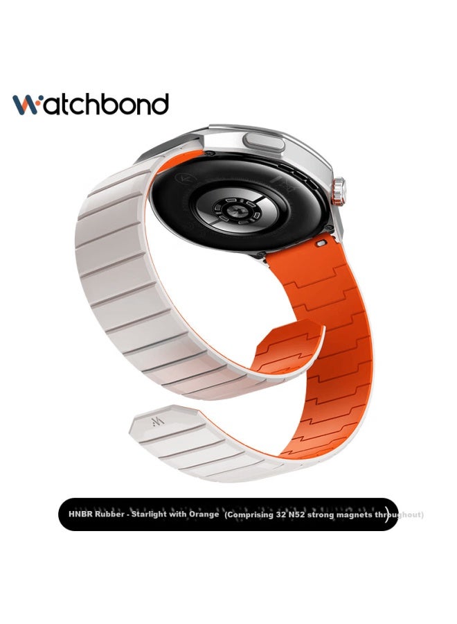 Watchbond Compatible Huawei Watch5 Band Gt5/gt5pro/gt4/watch4pro Men's Hnbr Hydrogenated Nitrile Rubber Starlight Orange Strap - Image 1