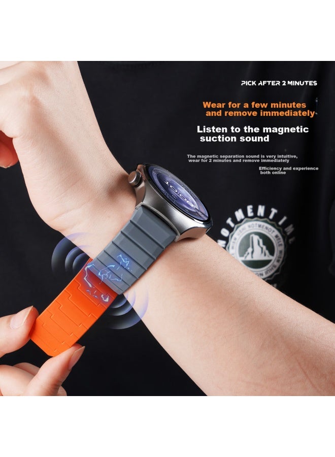 Watchbond Compatible Huawei Watch5 Band Gt5/gt5pro/gt4/watch4pro Men's Hnbr Hydrogenated Nitrile Rubber Starlight Orange Strap - Image 3