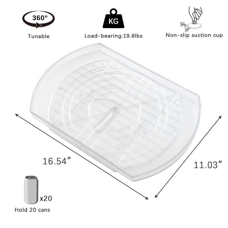ROWNYEON Lazy Susan Turntable Organizer for Large Refrigerator, 360Â° Rotate Fridge Organizers and Storage, 16.54 Inches Rectangle Lazy Susan Organizer for Fridge, Cabinet, Pantry,1 - Image 3