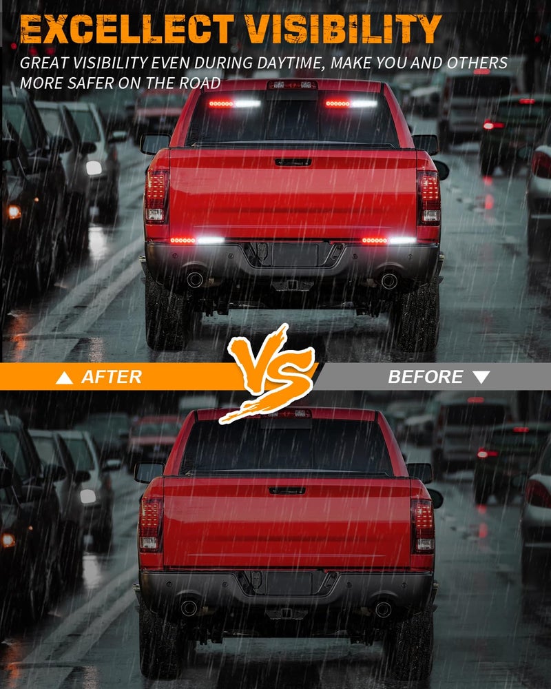 XRIDONSEN 2x 10.7 inch Red White Emergency Lights 24 LED Strobe Warning Flashing Safety Dash Side Window Front/Rear Windshield First Responder Lights for Volunteer Firefighter Vehicles POV Trucks - Image 2