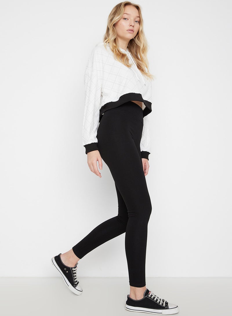 trendyol Black Recovery Elastic Waist High Waist Stretchy Knitted Leggings Twoaw20Ta0087 - Image 5