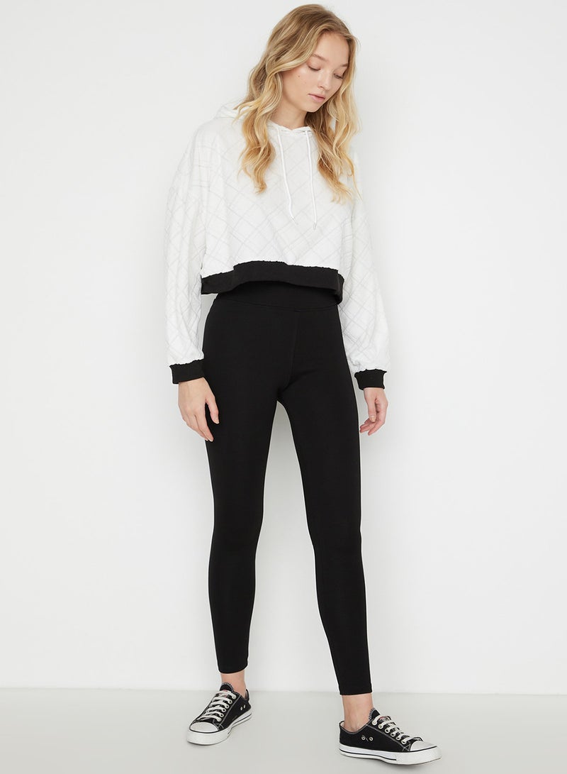 trendyol Black Recovery Elastic Waist High Waist Stretchy Knitted Leggings Twoaw20Ta0087 - Image 4