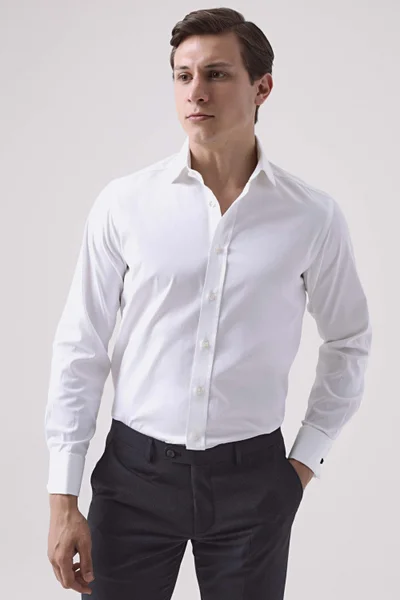 D'S DAMAT D'S Groom Ds Groom Regular Fit White Plain Shirt