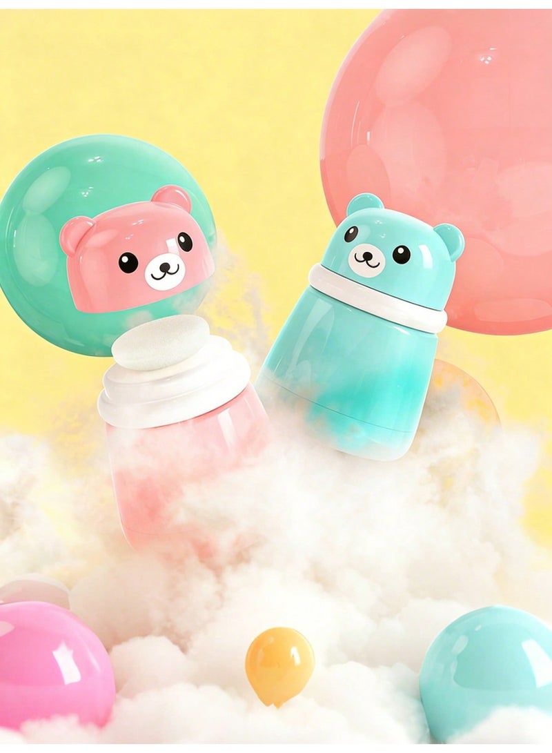 insular Baby Powder Puff Box Pink Bear, Dust-Proof Leak-Proof Talcum Powder Container with Soft Sponge Puff, No Powder Flying, Portable Travel Powder Case for Newborn Diaper Rash Care - Image 4
