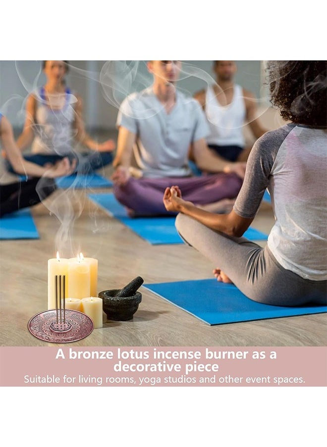 meayul Eid Incense Plate Holder，Brass Incense Burner 9 Incense Holes, Lotus Stick Incense Burner, with Detachable Ash Catcher Retro and Elegant Fragrance Accessories for Meditation, Yoga, Home Office Fragrance  - Image 3