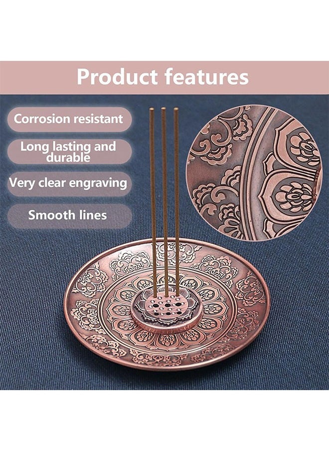 meayul Eid Incense Plate Holder，Brass Incense Burner 9 Incense Holes, Lotus Stick Incense Burner, with Detachable Ash Catcher Retro and Elegant Fragrance Accessories for Meditation, Yoga, Home Office Fragrance  - Image 5
