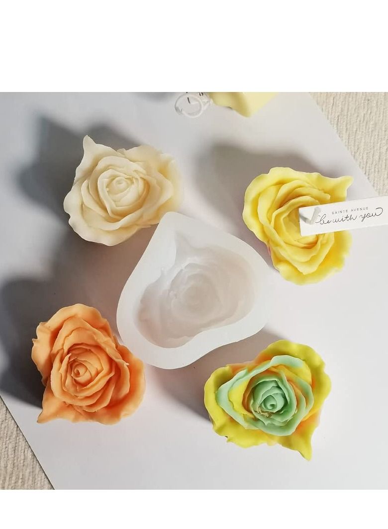 Excefore Candle Molds 3d Heart-shaped Rose Silicone for Making Resin Pillar Aromatherapy Gypsum Candles Wax Soap Flower Specimen Clay Craft - Image 5