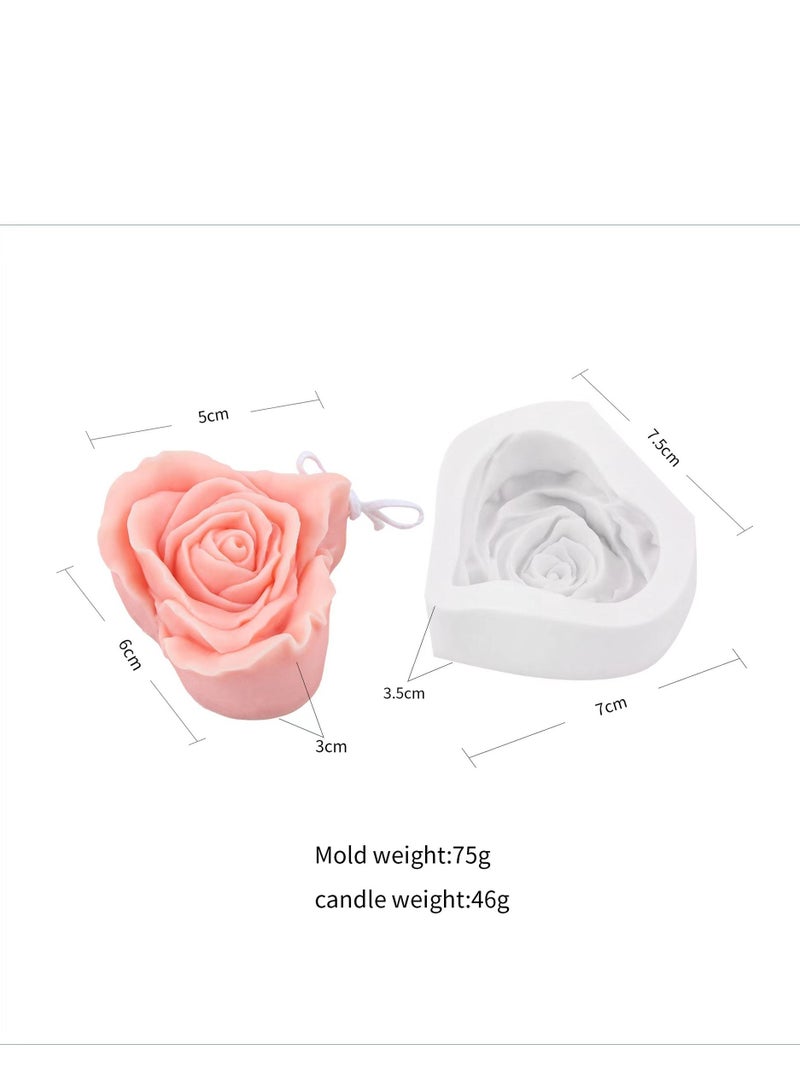 Excefore Candle Molds 3d Heart-shaped Rose Silicone for Making Resin Pillar Aromatherapy Gypsum Candles Wax Soap Flower Specimen Clay Craft - Image 3