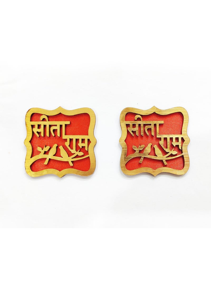BITONA BITONA Puja Sohn Soon Puja Sita Ram Wooden Tags Door Sticker Tags 6 Pairs self Stick12 Piece for Festival Specially Rakhi  - Image 3